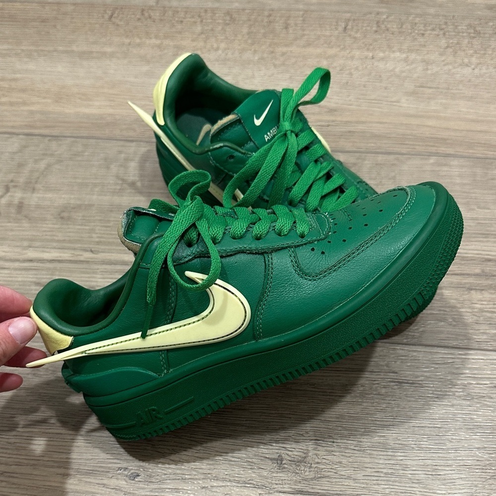 Nike x AMBUSH low Air Force 1 Boys 4 Pine green citron yellow trendy sneaker